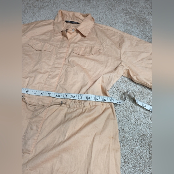 Zara Oversized Gabardine Windbreaker Military Utility Cargo Jumpsuit SZ M - Picture 9 of 13